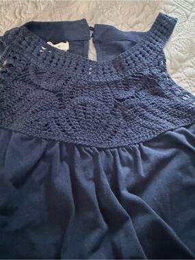 Maurices Navy Crochet Yoke Sleeveless Womens tank top
